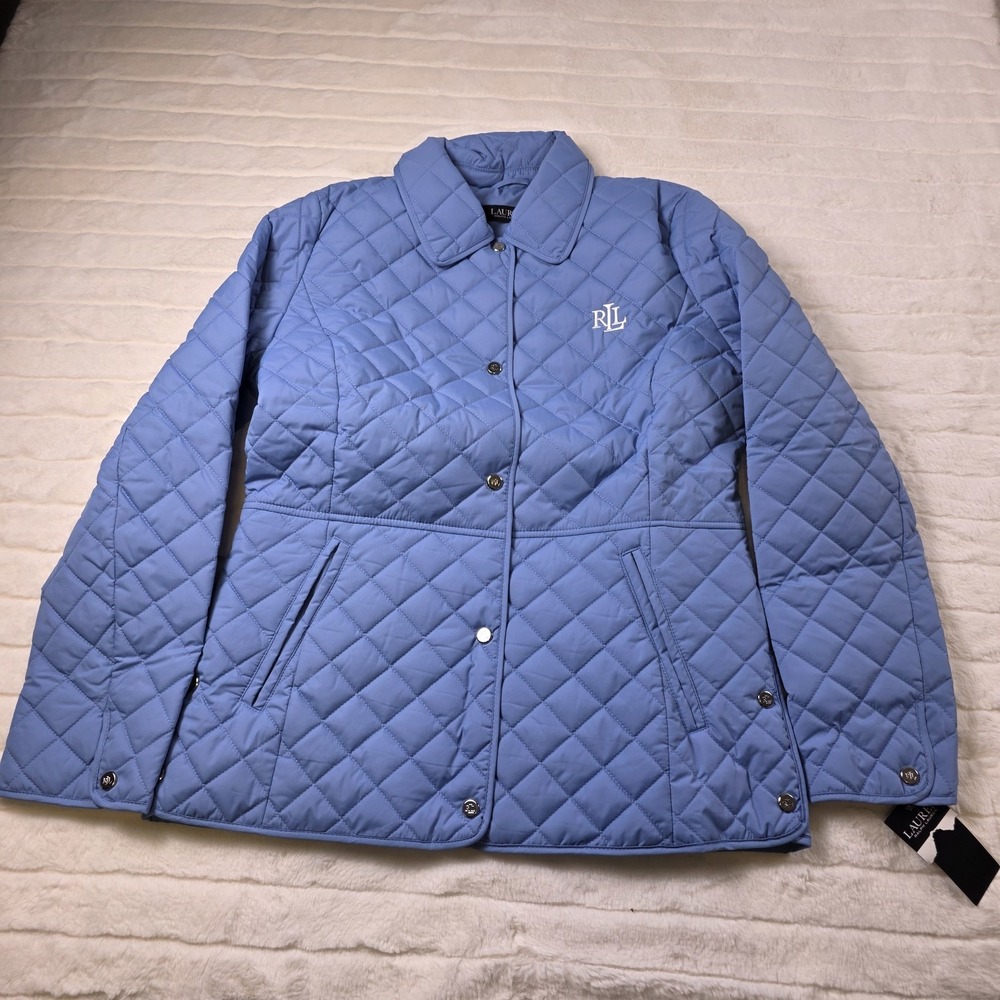 Lauren Ralph Lauren Diamond Quilted Puffer Jacket Womens Small Light Blue